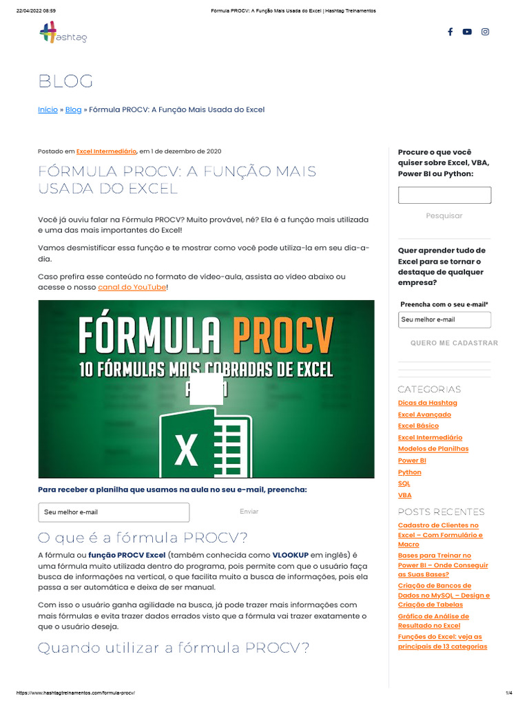 Como Usar a Fórmula PROCV no Excel | PDF | Microsoft Excel | Informação
