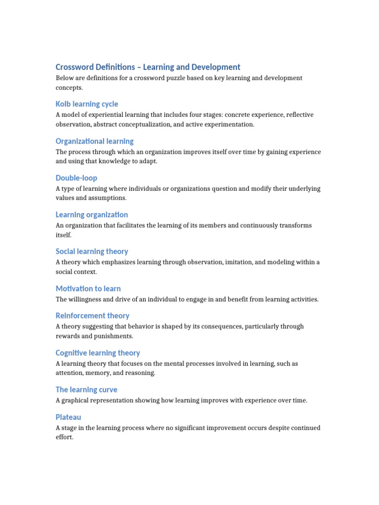 Crossword Definitions for Learning Concepts | PDF