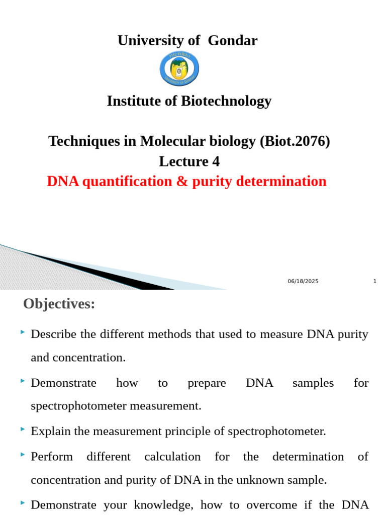 DNA Quantification and Purity Methods | PDF | Agarose Gel ...