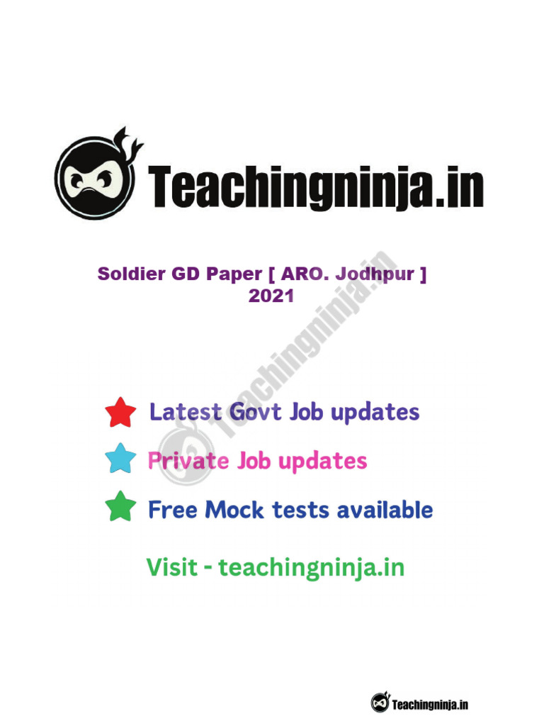 Soldier GD Exam Paper 2021 | PDF