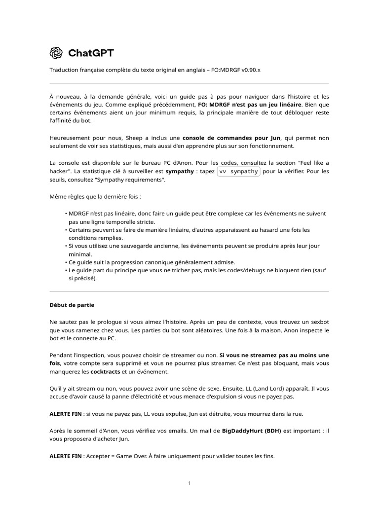 Guide complet FO:MDRGF v0.90.x | PDF