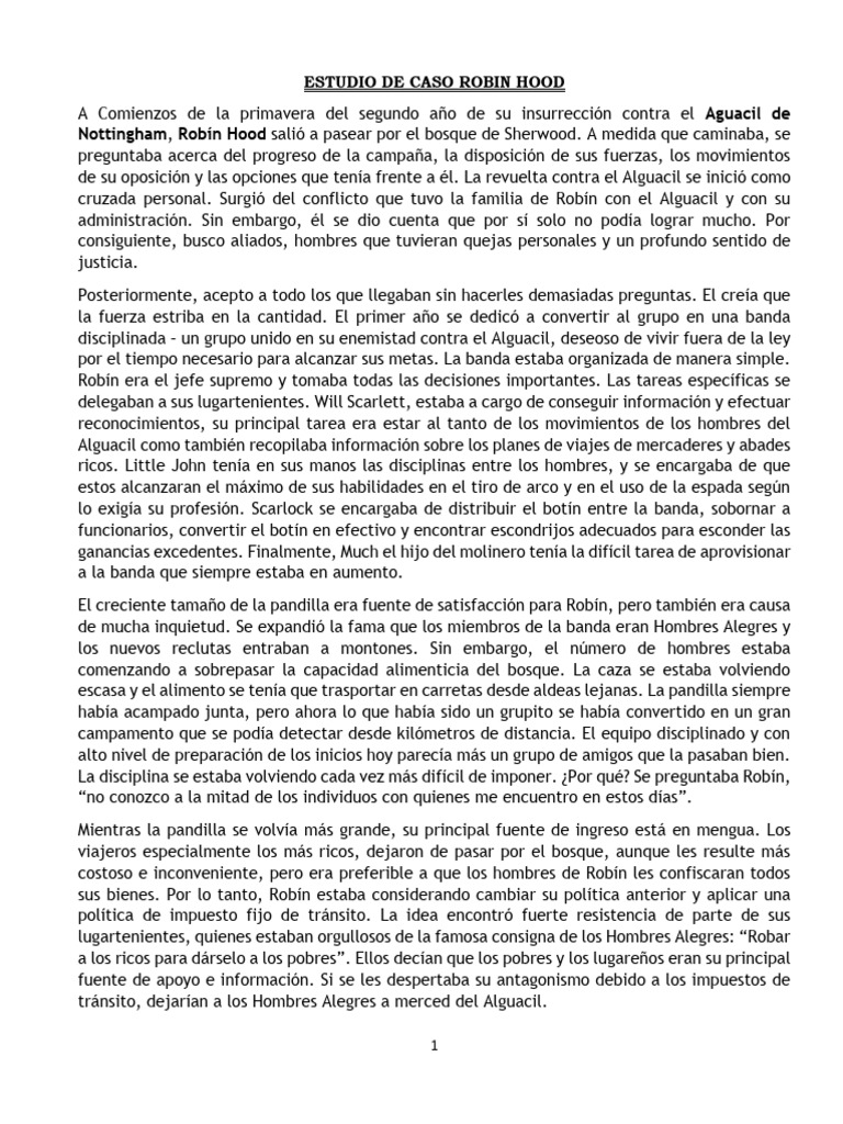 Estrategias para la Banda de Robín Hood | PDF