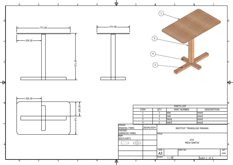 Parts List for Meja Santai Design | PDF
