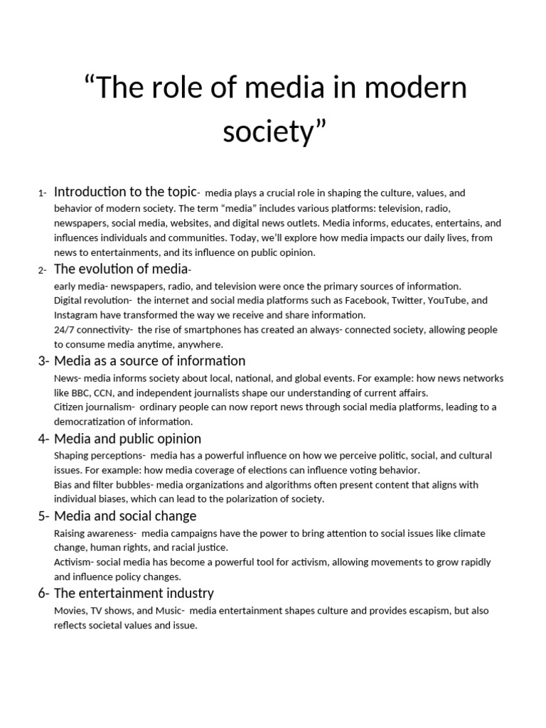 Media's Impact on Modern Society | PDF | Mass Media | Social Media
