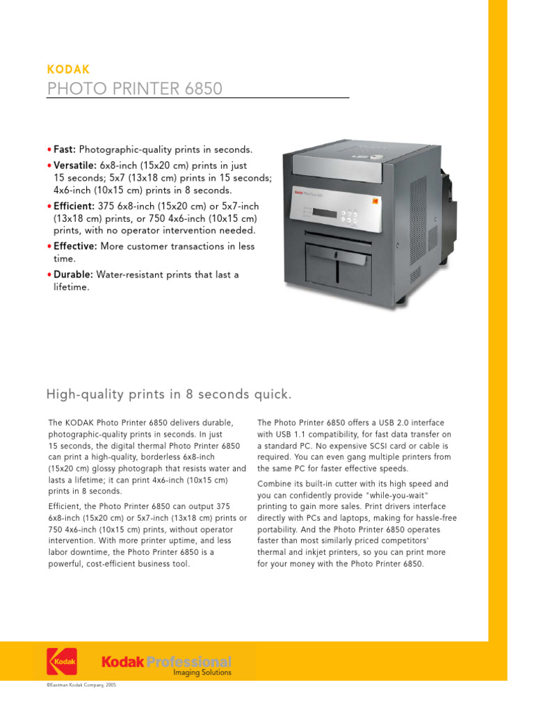 Kodak Photo Printer 6850 Overview | PDF | Printer (Computing ...