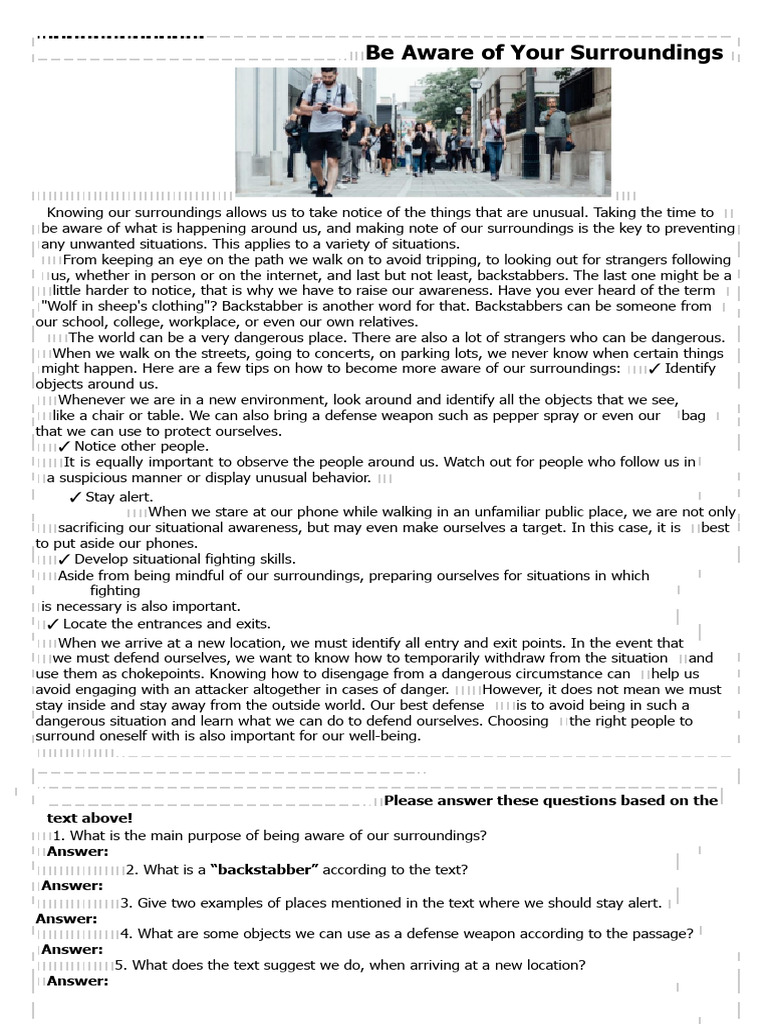 Stay Aware: Tips for Personal Safety | PDF | Cognition | Social Psychology
