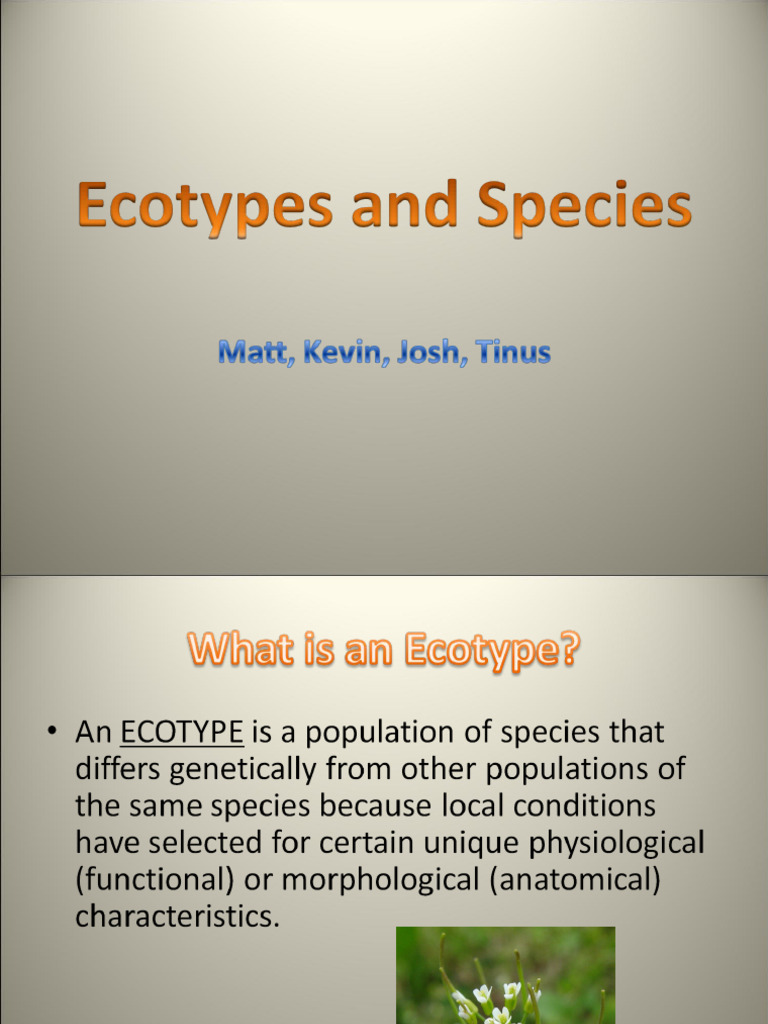 Ecotype V Species Revised | PDF