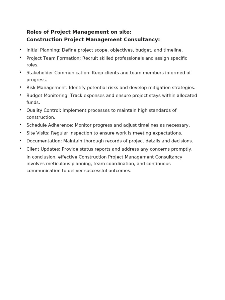 Construction Project Management Roles | PDF