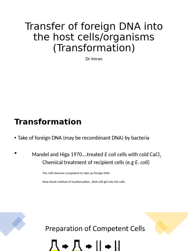 Transfer of Foreign DNA Into The Host Cells | PDF