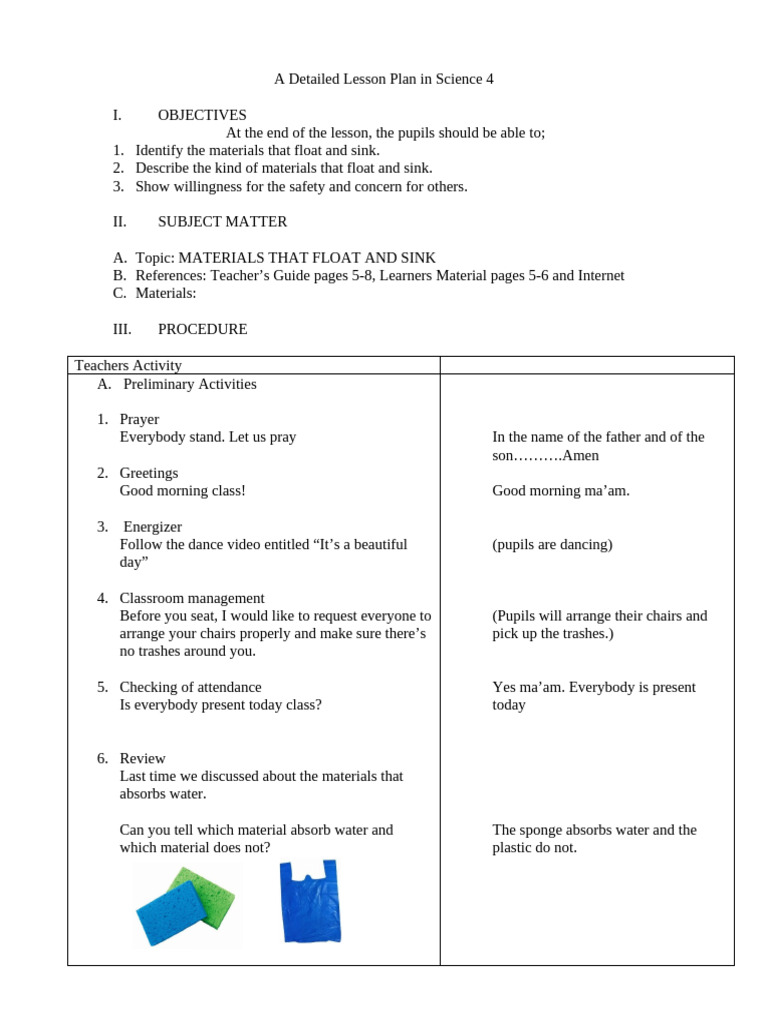 A Detailed Lesson Plan in Science 4 | PDF | Lesson Plan