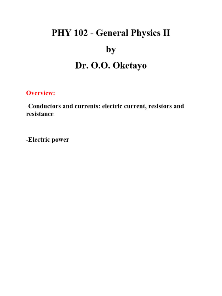 Understanding Electric Current Basics | PDF | Electric Current ...