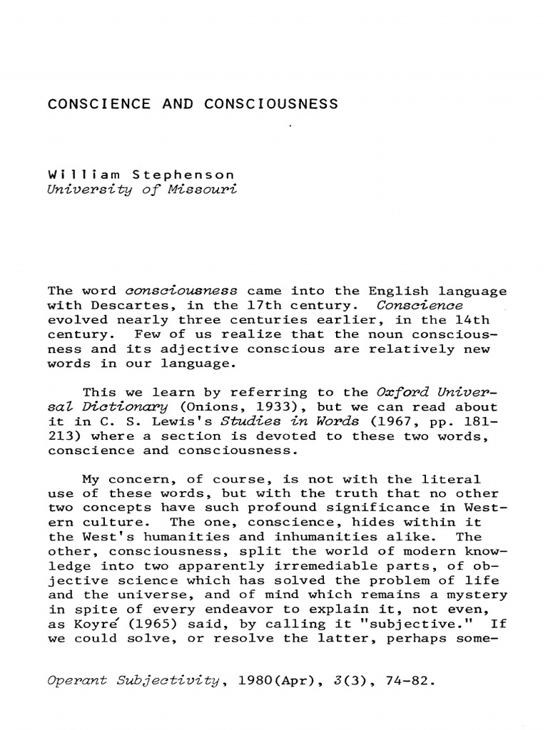 Evolution of Conscience and Consciousness | PDF | Knowledge | Epistemology
