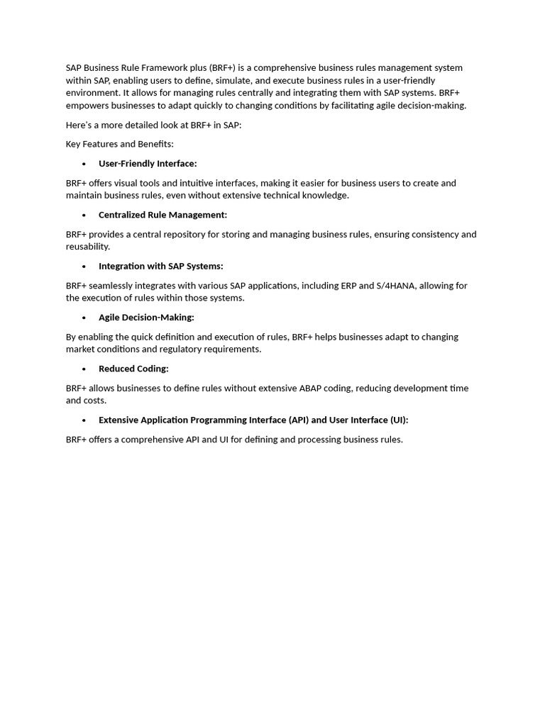 BRF+ in SAP: Agile Rule Management | PDF