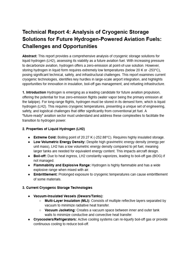 Cryogenic Storage for Hydrogen Aviation | PDF | Liquid Hydrogen | Hydrogen