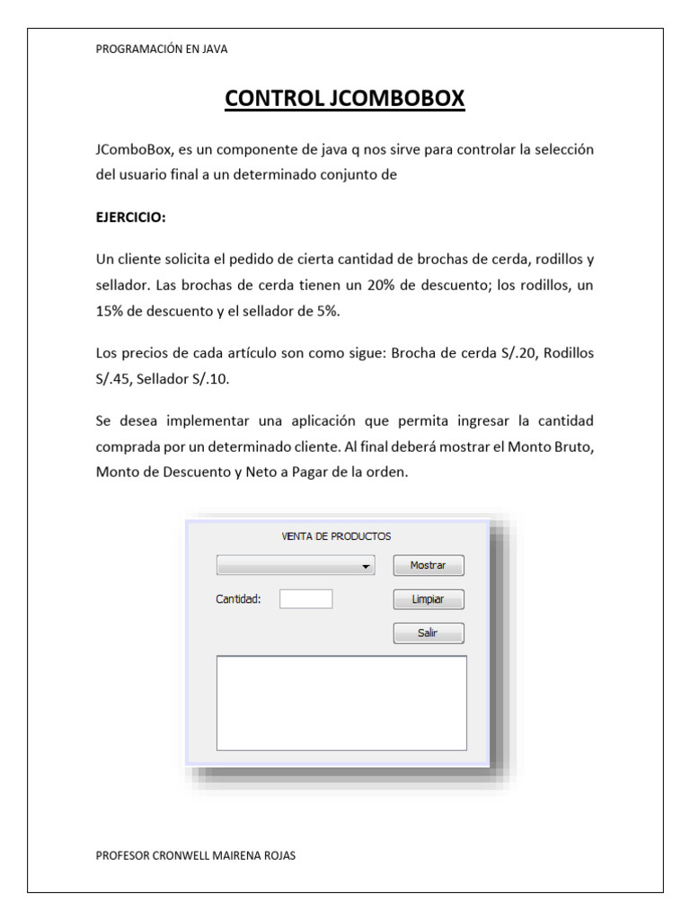 14 - Control Jcombobox | PDF | Java (lenguaje de programación ...