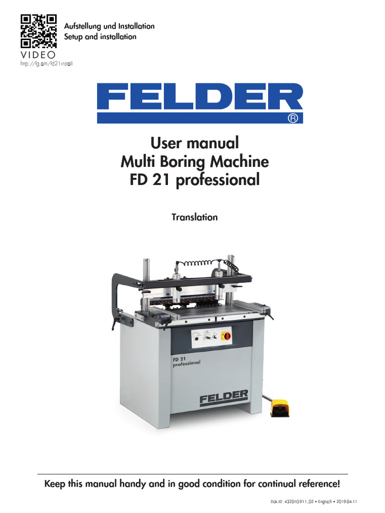 FD 21 Multi Boring Machine Setup Guide | PDF | Drill | Safety