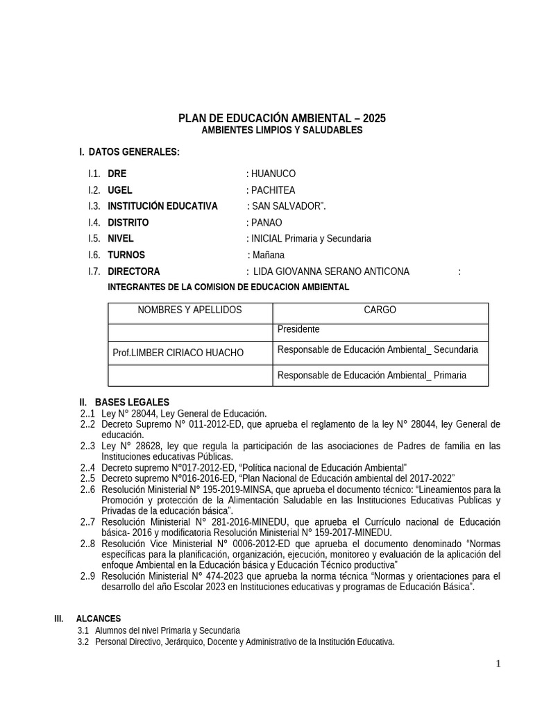 Plan de Educación Ambiental 2025 | PDF | Sustentabilidad | Desarrollo ...