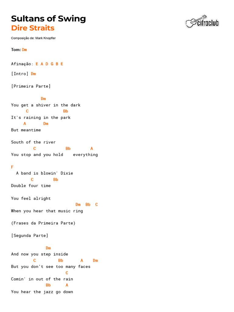Words To Sultans Of Swing