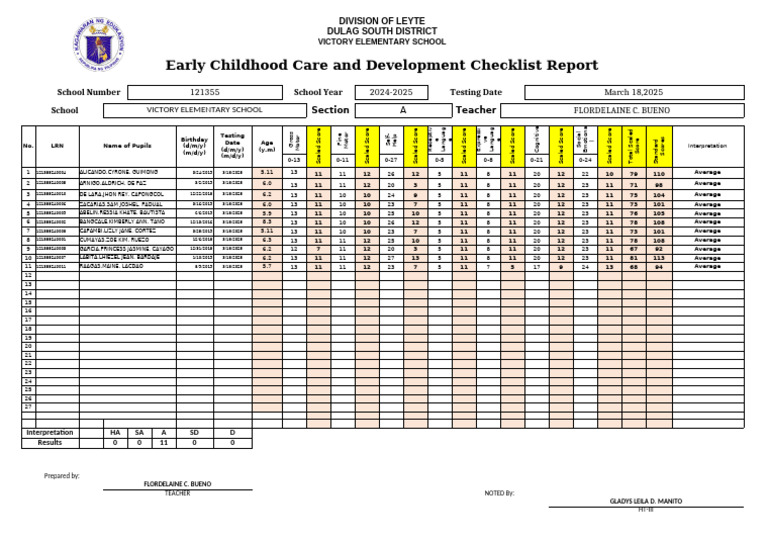 ECCD Checklist Report 2024-2025 | PDF
