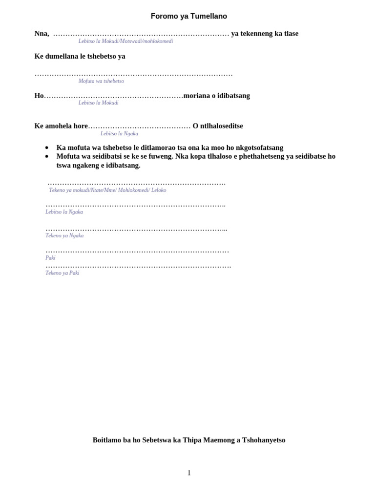ASSA Consent Form Sotho | PDF
