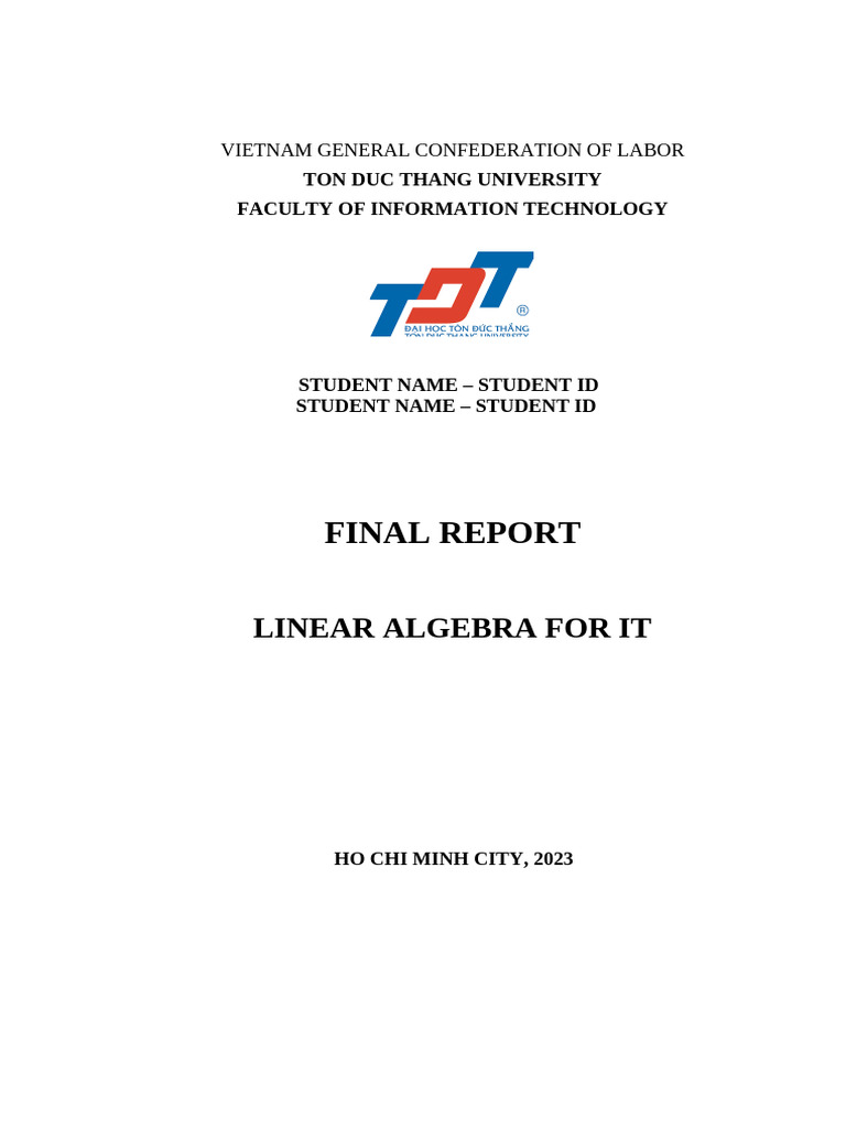 Linear Algebra Project Report for IT | PDF