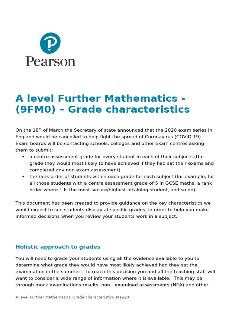 A Level Further Mathematics Grade Guide | PDF | Equations | Integral