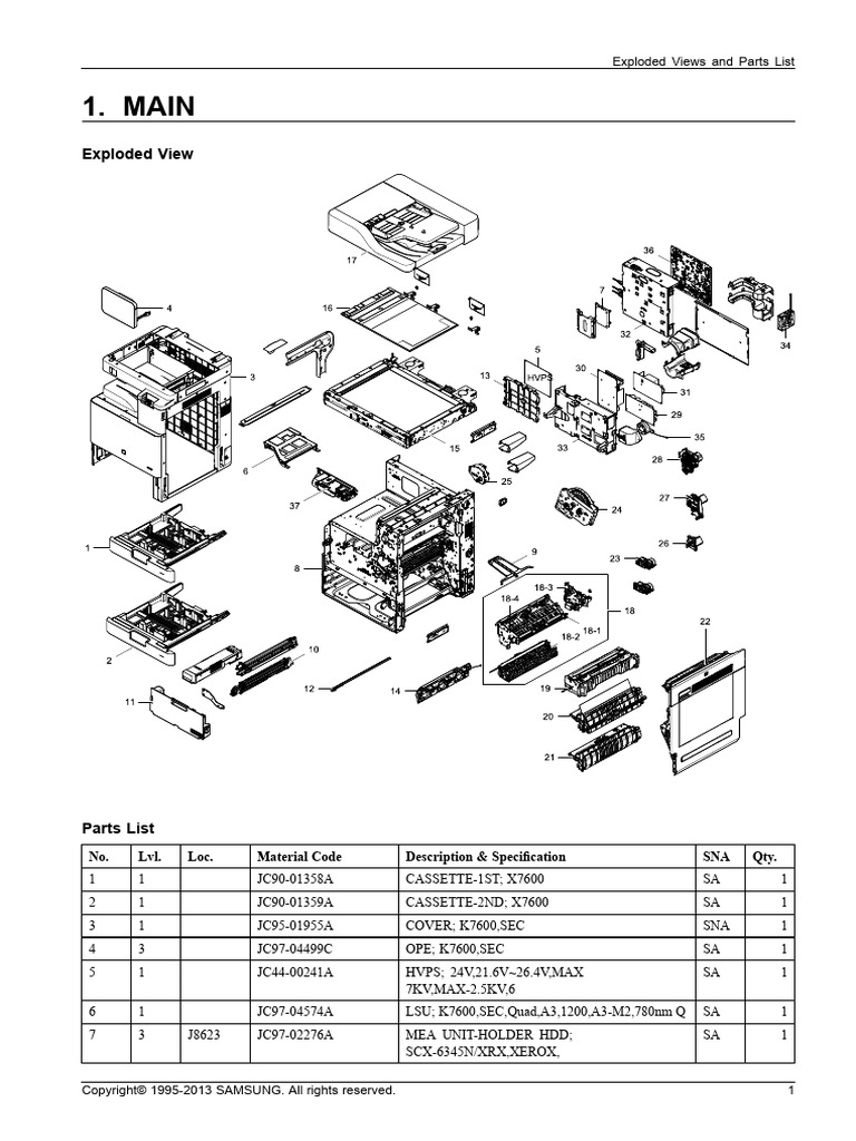 X7600 Exploded Views & Parts List | PDF | Freedom Of Expression Law