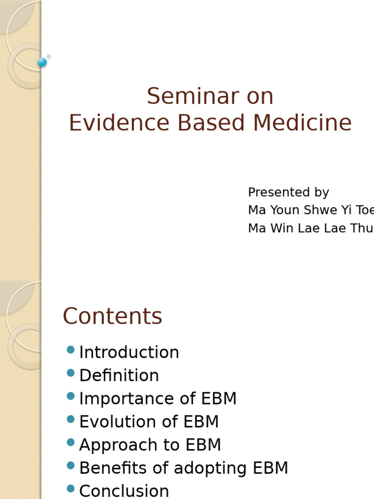 Seminar On Evidence Based Medicine | PDF | Evidence Based Medicine ...