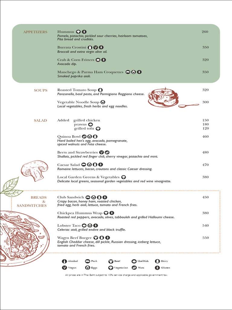 Diverse Menu: Appetizers to Main Courses | PDF | Thai Cuisine | Curry