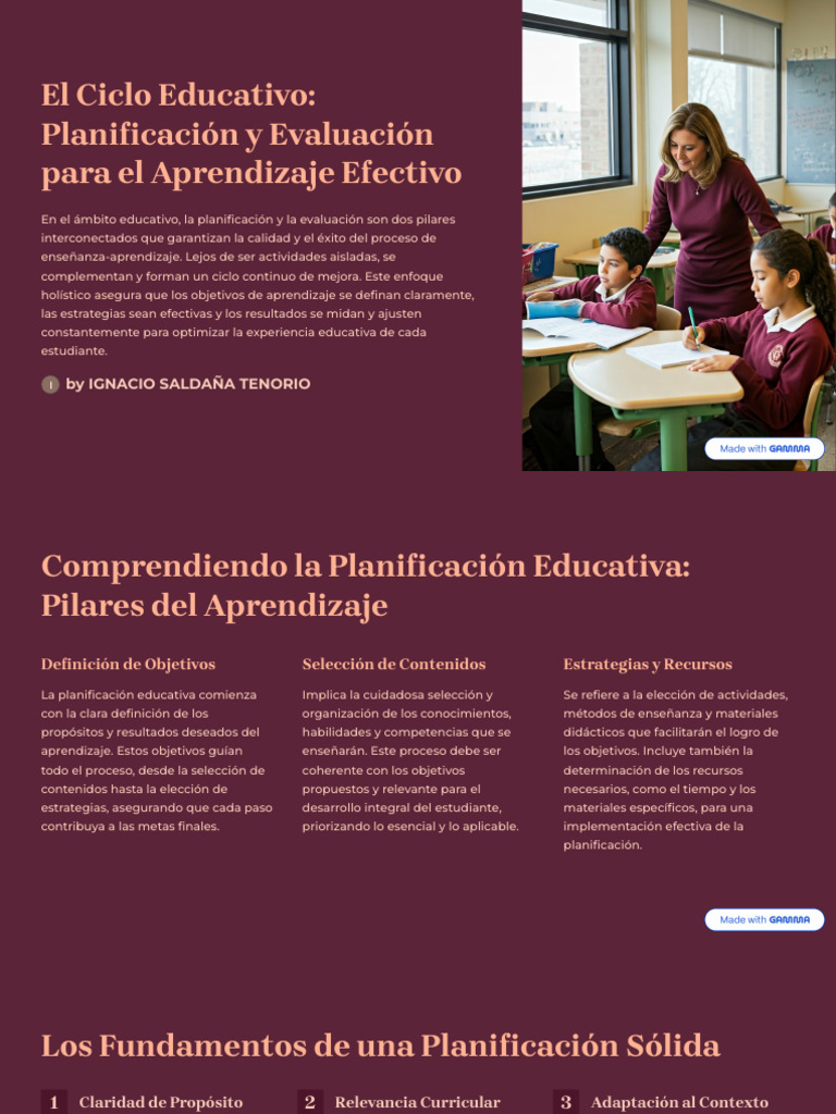 Planificación y Evaluación Educativa Efectiva | PDF | Evaluación ...
