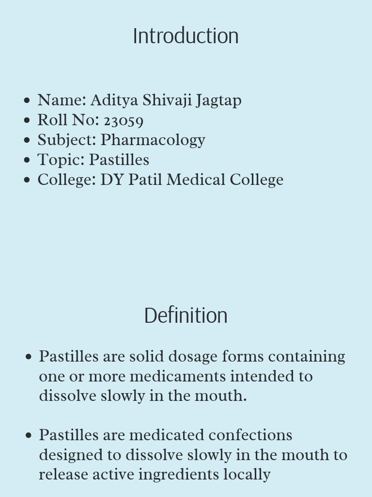 Understanding Pastilles in Pharmacy | PDF
