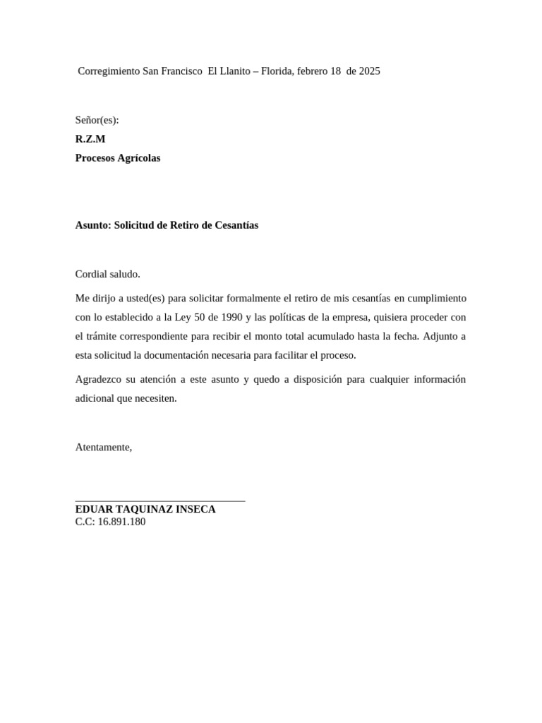 Solicitud Cesantias | PDF