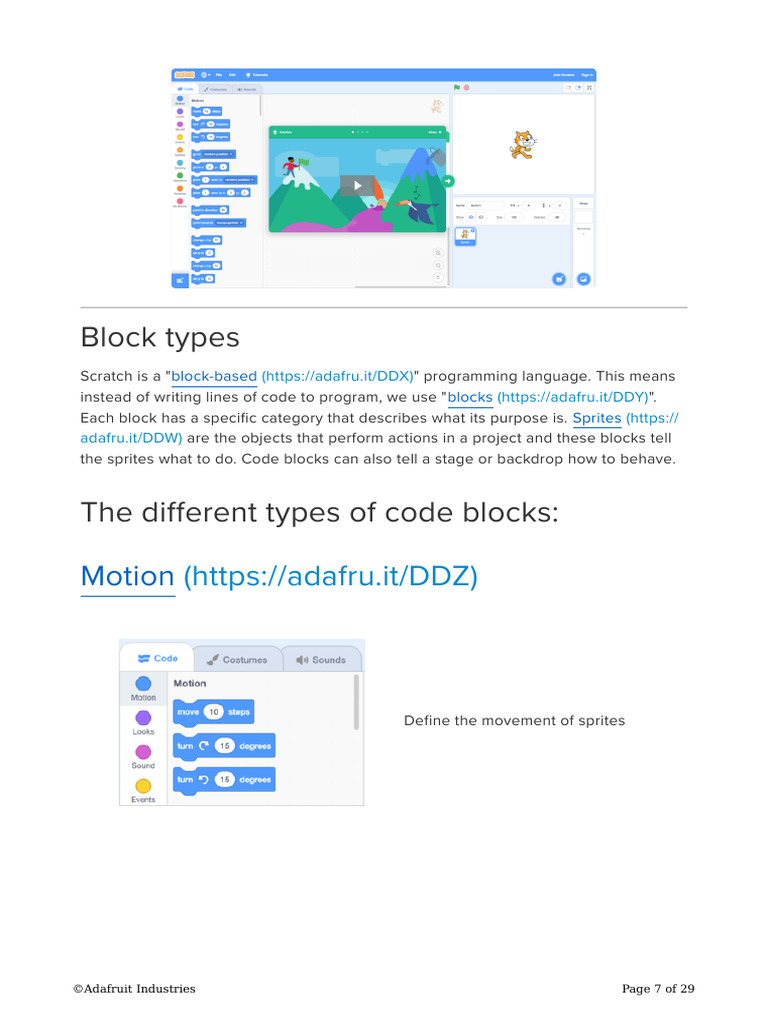 Types of Scratch Programming Blocks | PDF | Interface (Computing ...