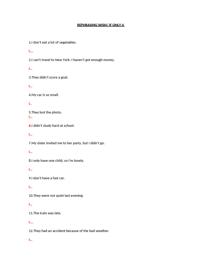Conditional Sentences Rephrasing Exercises | PDF