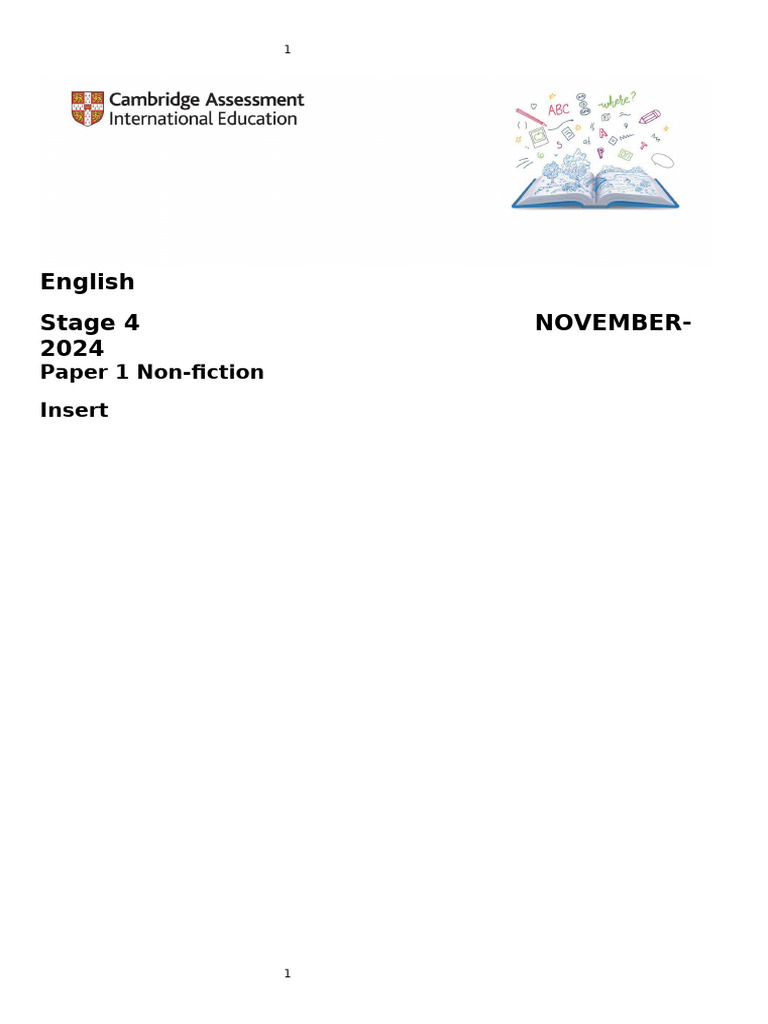 Final English Paper 1 Nonfiction Insert | PDF