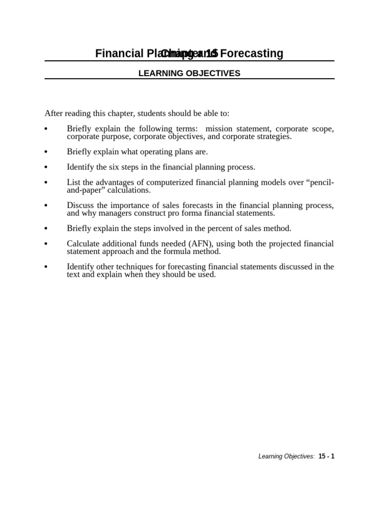 Financial Planning and Forecasting Guide | PDF | Equity (Finance ...