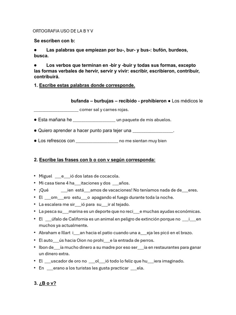 Ortografía: Uso de B y V en Español | PDF | Lingüística | Idiomas