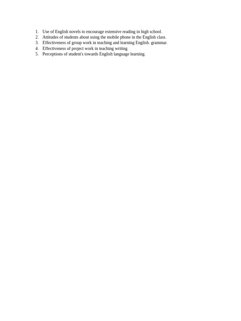 Use of English Novels To Encourage Extensive Reading in High School | PDF