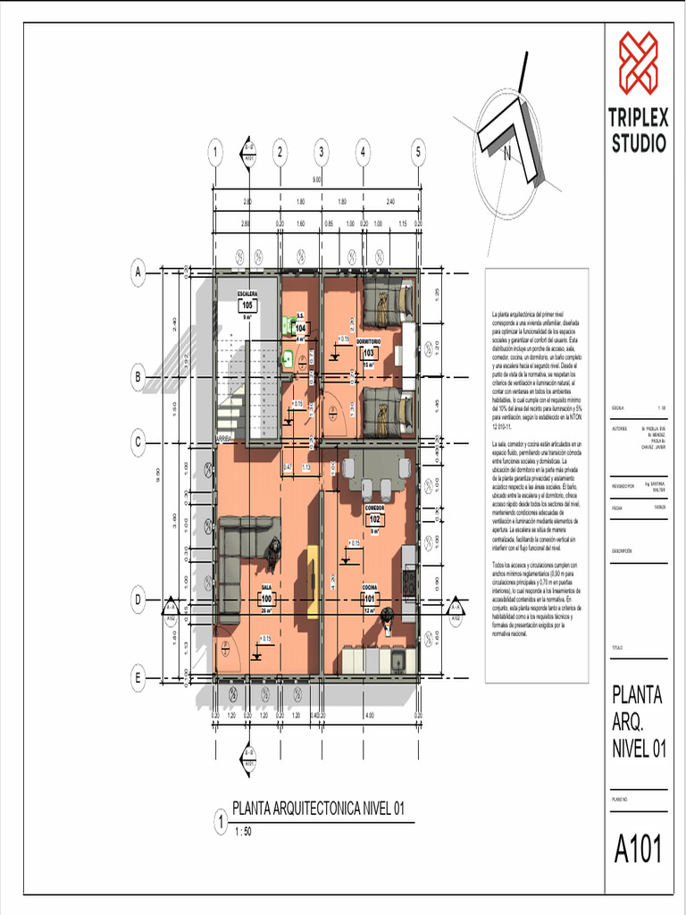 Planta arquitectónica vivienda unifamiliar | PDF | Inicio | Habitación