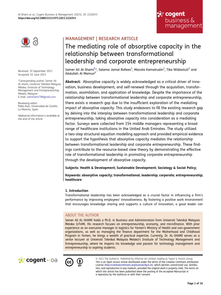 The Mediating Role of Absorptive Capacity in The R | PDF ...