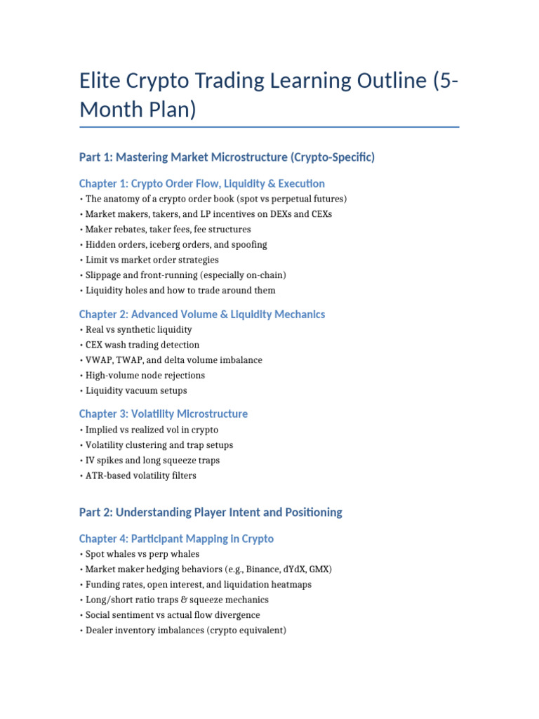 Elite Crypto Trading Learning Outline | PDF | Cryptocurrency | Market  (Economics)