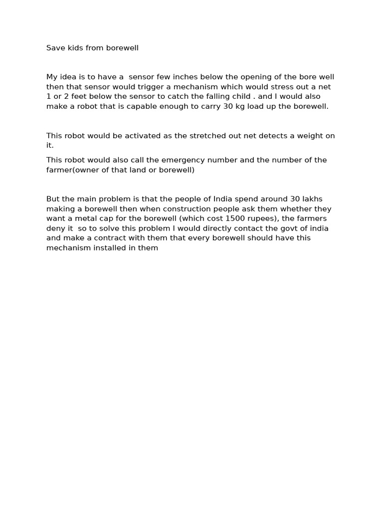 Borewell Safety: Child Rescue System | PDF