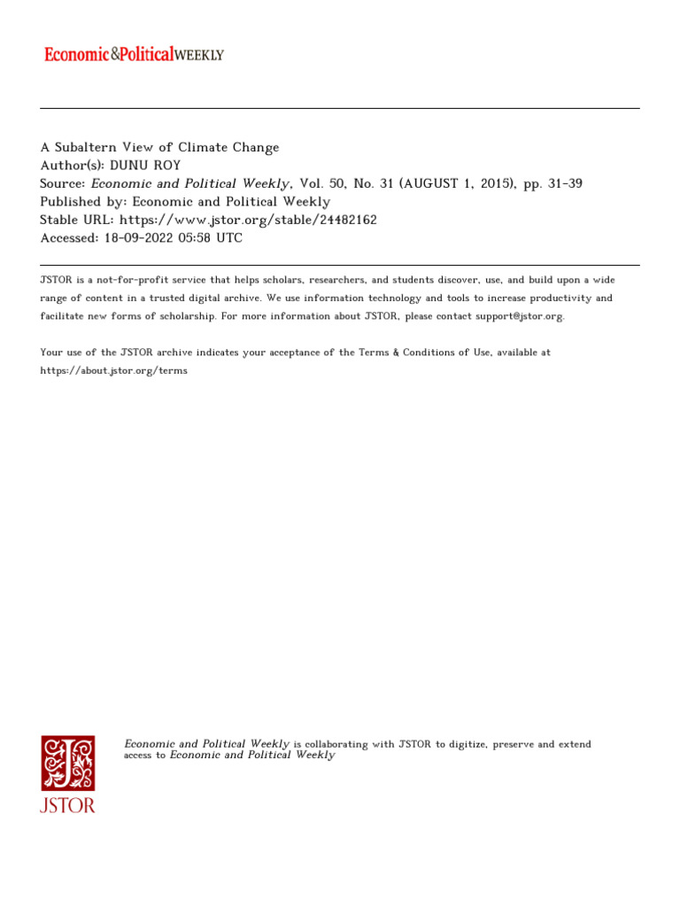 Subaltern Perspectives on Climate Change | PDF | Climate Change ...