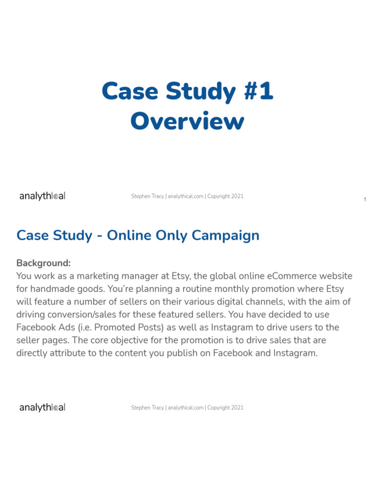 Case Study 1 and Activity Overview | PDF