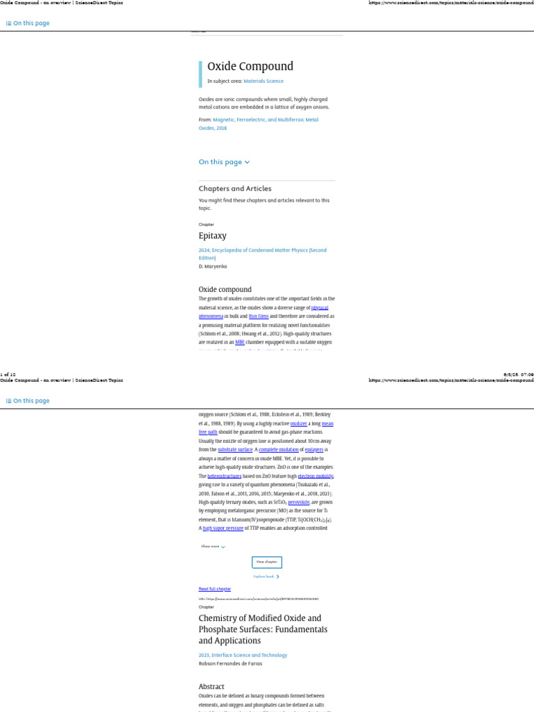 Oxide Compound - An Overview - ScienceDirect Topics | PDF | Oxide ...