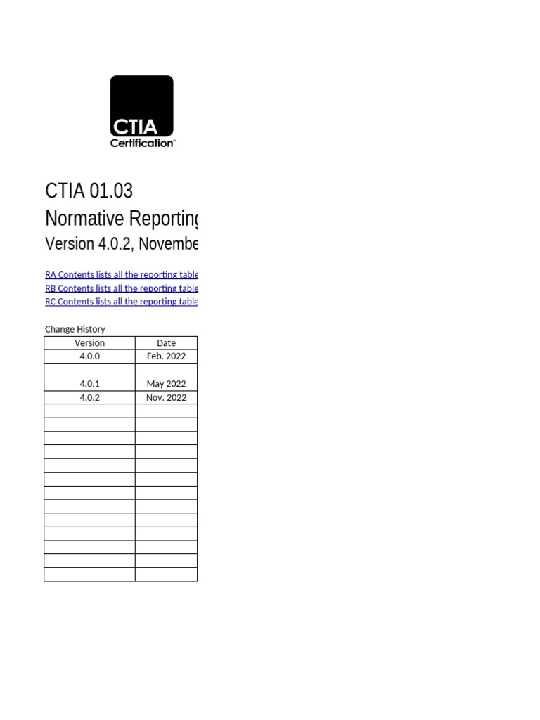 CTIA OTA Test Plan Reporting Tables | PDF | General Packet Radio ...