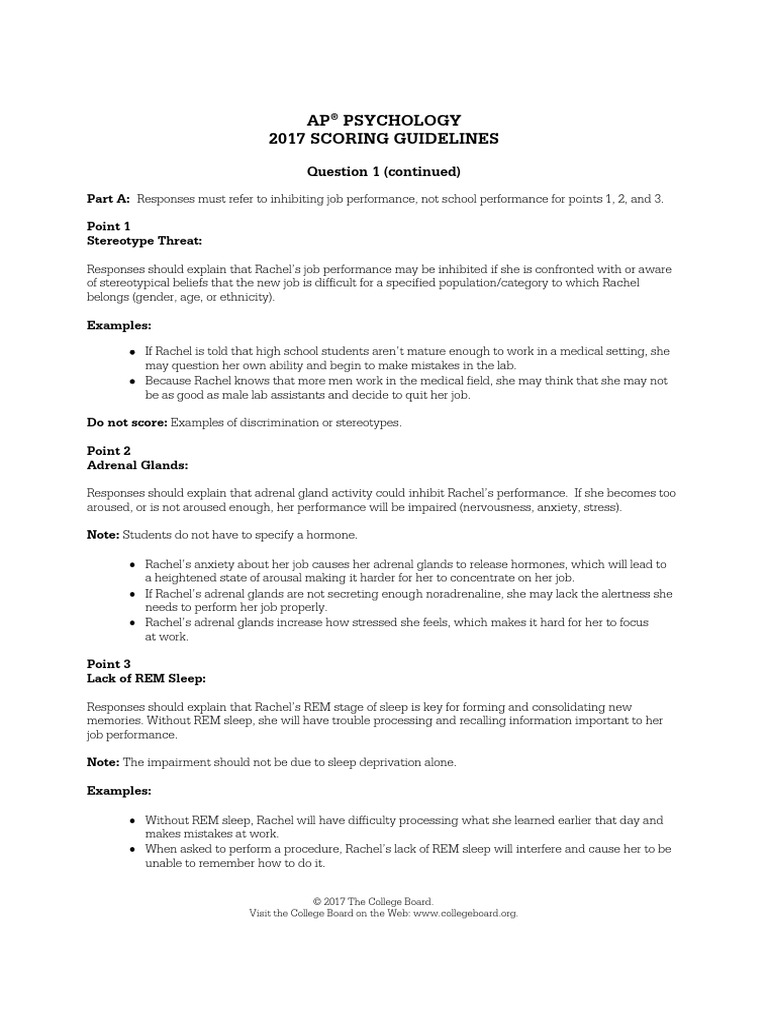 AP Psychology 2017 Scoring Guidelines | PDF | Antisocial Personality ...