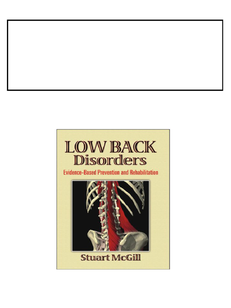 Low Back Disorders Evidence Based Prevention and Rehabilitation 1st