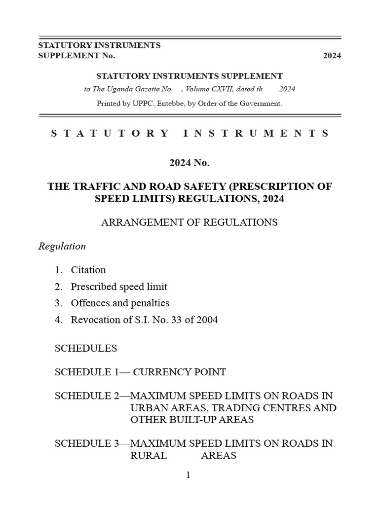Speed Limits Regulations 2024 | PDF | Speed Limit | Road