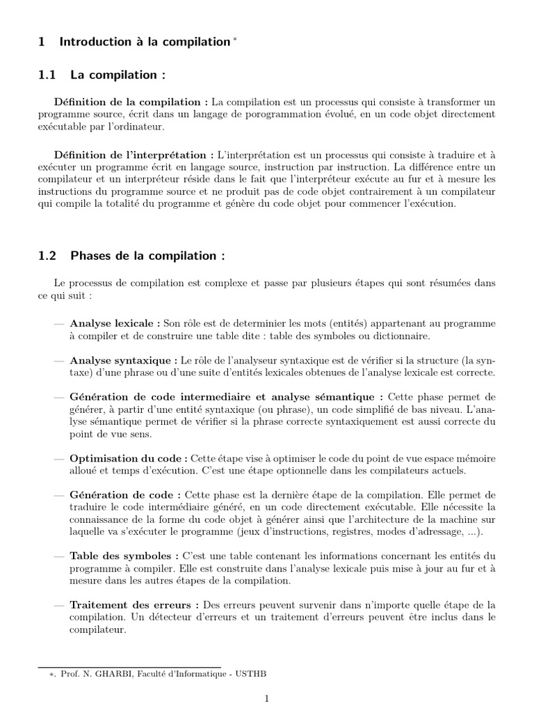 Guide sur la compilation et l'analyse lexicale | PDF | Compilateur ...